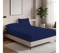 MistyMorning Small Double Fitted Sheet 12''/30cm Deep Pocket Bed Sheets 120x190cm, Egyptian Cotton 200 Thread Count, Soft Breathable Bedding & Linen Easy Care. (Navy, Small Double/4ft)