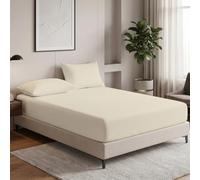 MistyMorning Small Double Fitted Sheet 12''/30cm Deep Pocket Bed Sheets 120x190cm, Egyptian Cotton 200 Thread Count, Soft Breathable Bedding & Linen, Easy Care (Cream, Small Double/4ft)