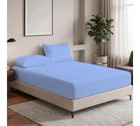 MistyMorning Small Double Fitted Sheet 12''/30cm Deep Pocket Bed Sheets 120x190cm, Egyptian Cotton 200 Thread Count, Soft Breathable Bedding & Linen Easy Care. (Sky Blue, Small Double/4ft)