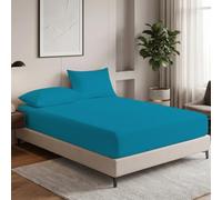 MistyMorning Small Double Fitted Sheet 12''/30cm Deep Pocket Bed Sheets 120x190cm, Egyptian Cotton 200 Thread Count, Soft Breathable Bedding & Linen Easy Care. (Teal, Small Double/4ft)