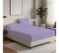 MistyMorning Small Double Fitted Sheet 12''/30cm Deep Pocket Bed Sheets 120x190cm, Egyptian Cotton 200 Thread Count, Soft Breathable Bedding & Linen Easy Care. (Lilac, Small Double/4ft)