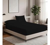 MistyMorning Small Double Fitted Sheet 12''/30cm Deep Pocket Bed Sheets 120x190cm, Egyptian Cotton 200 Thread Count, Soft Breathable Bedding & Linen Easy Care. (Black, Small Double/4ft)