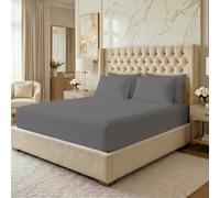 MistyMorning Small Double Fitted Sheet Extra Deep 16"/40cm, All Around Elastic Bed Sheets, Soft Brushed Microfibre Bedding OEKO-TEX Certified, Anti Shrink & Fade Resistant (Grey, Small Double)