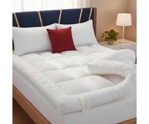 MistyMorning Small Double Mattress Topper 4 Inch/10cm - Hotel Quality, Ultra-Soft Hypoallergenic Heavy Fill Microfiber, Elastic Straps - Anti-Dust Mite Protection (Small Double (122x190+10cm)