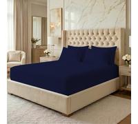 MistyMorning Super King Fitted Sheet Extra Deep 16"/40cm, Pocket All Around Elastic Bed Sheet, Soft Brushed Microfibre Bedding OEKO-TEX Certified, Anti Shrink & Fade Resistant (Navy, Super King)