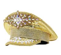 MISUVRSE Sequins Captain Hat Crystal Sailor Hat For Disco House Cocktail Parties Vacation Sparkly Crystal For Comedian Actor