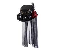 MISUVRSE Unisex Steampunk Top Hats Halloween Costume Hat Black Gothic Top Hat With Lace Ruffle And Flower For Women Dress Up