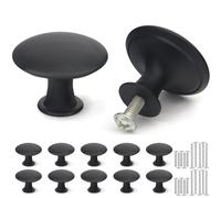 Misuyue 10pc Black Drawer Knobs, Cupboard Handles Knob Black Round