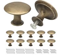 Misuyue 10pc Vintage Round Bronze Drawer Knobs, Antique Brass Door Handles