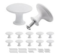 Misuyue 10pc White Drawer Knobs, Cupboard Handles Knob Round