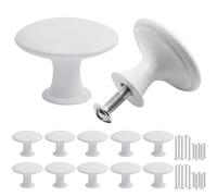 Misuyue 10pc White Drawer Knobs, Stainless Cabinet Door Knobs,Cupboard Knob