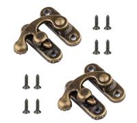 Misuyue 2pcs Antique Vintage Lock Clasp, Bronze Left Latch Hook Hasp, 32 x 28mm Mini Swing Arm Clasp Latch for DIY Suitcase Toolbox Wooden Case