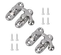 Misuyue 2pcs Antique Vintage Lock Clasp, Silver Right Latch Hook Hasp, 32 x 28mm Mini Swing Arm Clasp Latch for DIY Suitcase Toolbox Wooden Case