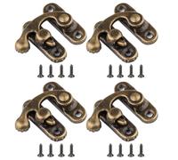 Misuyue 4pcs Antique Vintage Lock Clasp, Bronze Left Latch Hook Hasp, 32 x 28mm Mini Swing Arm Clasp Latch for DIY Suitcase Toolbox Wooden Case