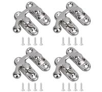 Misuyue 4pcs Antique Vintage Lock Clasp, Silver Left Latch Hook Hasp, 32 x 28mm Mini Swing Arm Clasp Latch for DIY Suitcase Toolbox Wooden Case