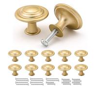 Misuyue Matt Gold Cabinet Knobs 30mm Drawer Handles, 10pcs Chic Vintage Modern Small Cupboard Door Knobs