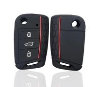 Misuyue Silicone Car Key Fob Covers for VW Golf 7 Mk7 Polo MK6 Touran Tiguan Tarraco T-Roc Seat Leon Cupra Ibiza Skoda Octavia Superb Kodiaq, 3 Button Remote Car Key Protection Case Accessories(Red)