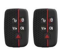 Misuyue Silicone Range Rover Key Cover for Land Range Rover LR4 Sport Freelander Evoque Velar Vogue Jaguar XF XJ XJL XEL XFL F-pace Discovery, 5 Button Range Rover Evoque Key Fob Cover (2PC)