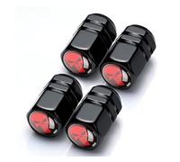 Misuyue Tyre Valve Caps, Dust Cap for Car Tyres with O Seal Ring, Aluminium Tyre Dust Caps for Bikes Trucks Motorbikes SUVs, 4 pcs/pack (Black + Red)
