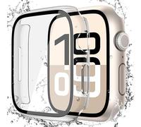 Misxi [2 Pack] Waterproof Hard Case with Tempered Glass Compatible with Apple Watch Series 11 (2025) Series 10 42mm, Overall Protective Cover for iWatch Screen Protector, 1 Starlight + 1 Transparent