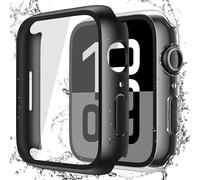 Misxi [2 Pack] Waterproof Hard Case with Tempered Glass Compatible with Apple Watch Series 11 (2025) Series 10 42mm, Overall Protective Cover for iWatch Screen Protector, 1 Black + 1 Transparent