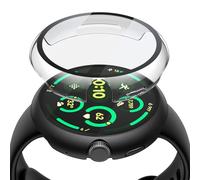 Misxi 2 Pieces Hard PC Screen Protector Case for Google Pixel Watch 3 45mm, Easy Installation Lightweight Ultra Thin Protective Cover for Pixel Watch 3, 1 Black + 1 Transparent