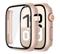 Misxi 2 Pieces PC Protective Case with Tempered Glass Screen Protector for Apple Watch Series 11 Series 10 42mm, Ultra-Thin Protective Cover for iWatch 1 Rose Gold + 1 Transparent