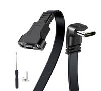 MISYNLON 100W USB C 3.1 Extension Cable Short, 90Degree Type C Male to Female Panel Mount Adapter Cable for IP15/16/17,S23/S22/S21,Carplay (0.3M/11.8in)