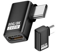 MISYNLON 240W 80Gbps USB C Adapter, Thunderbolt 5 USB C Adapter, 90Degree Type C Male to Female Extender 8K@60Hz, 120Gbps video bandwidth, for Phone 15/16, VR,TV,Laptop, Carplay-2Pack (Right Angle)