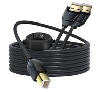 MISYNLON 4.5M/15Ft USB Printer Cable Splitter with Switch, 2 in 1 USB B to Dual USB A Male Splitter Cable for 2 Computers to 1 Printer, Compatible with Keyboard Mouse Scanner and More