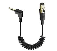 MISYNLON 4pin Mini XLR Female to 3.5mm Stereo Audio Plug Coiled Cable, Mini XLR to 3 5mm microphone cable for DSLR Cameras Video Assist