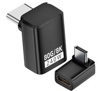 MISYNLON 80Gbps USB C Extender Adapter, USB 5.0 Type-C Male to Female Connector PD 240W Fast Charging, 8K@60Hz-2Pack (Up/Down Angle)