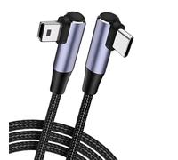 MISYNLON 90Degree USB C to Mini USB Cable, Right Angle Mini-B 5-Pin to Type-C Data Sync and Charging OTG Adapter Cable, Braided Durable, for Digital Camera, Hero 3+,GPS, MP3 Player-1M/3.2Ft