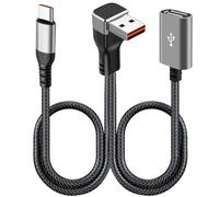 MISYNLON 90Degree USB Splitter Cable 1 in 2 Out, 2 in 1 USB Male to Female Type-C Male Splitter Y Cable Data Charger Power Split for Phone 17/16 Series, Laptop, Keyboard, Mouse, PS4/5-25cm
