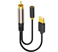 MISYNLON Digital Coaxial RCA to 3.5mm Female with USB Interface Adapter Stereo Audio Cable, S/PDIF RCA Male to AUX 3.5mm Audio Cable for TV Blu-ray DVD Set-top Boxes, PS4, Speaker, Amplifier-0.2M