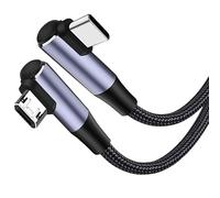 MISYNLON Right Angle USB C to Micro USB Cable, 90Degree Micro USB Blind Plug to Type C Charger Braided Cord, 2A Charging Data Transfer, for G-alaxy S7/S6, Kindle, P-ixel 3 XL/2 XL,PS4-1M/3.2Ft
