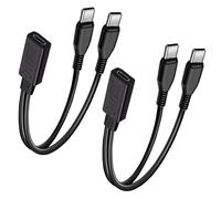 MISYNLON Short Dual USB C Splitter Cable, USB C Female to 2 Type C Male Cable -Black (2PCS/0.3M)(Not Support Data Transfer)