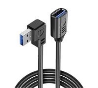 MISYNLON USB 3.0 Extension Cable, USB A Male to Female Extender Cord Support Charging Data Transfer, 90 Degree USB Data Cable for USB Flash Drive, Hard Drive-1M/3.2Ft (Left Angle)