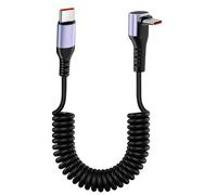 MISYNLON USB C to USB C Coiled Cable,Right Angle Type C Spring Fast Charging Cord Support Sync Data Transfer 90Degree Type-C Retractable Carplay Cable for IP15/16/Plus/Pro/Pro S20 S10 S9 S8 Plus