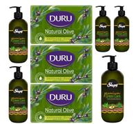Mit Pufai Grocery, Premium Green Care Series Liquid Soap with Sage, Avocado and Aloe Vera Extract 500 Mililiter x 5 Pieces + 3 natural olive solid soaps