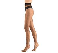 MITAAMI Italian Women Black Thin Tights Ladies Patterned Matt Semi Sheer Pantyhose Sexy Outfit Office School Polka Floral Pattern Dot 20 Denier [Made in Italy]