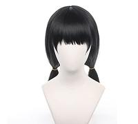Mitaka Asa Black Long Two Braids Wig Cosplay Anime Chainsaw Man Women's Costume Heat Resistant Fiber Synthetic Hair with Cap Wig for Party Halloween(Mitaka Asa)
