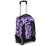 Mitama DR School Trolley Full Flower, with Mega Compartment and Double Handle, Black and Pink, Elementary School and Leisure, Girl, Black, Taglia Unica, School Trolley