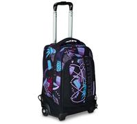 Mitama DR School Trolley Purple Bloom, with Mega Compartment and Double Handle, Black and Purple, Elementary School and Leisure, Girl, Black, Taglia Unica, Trolley