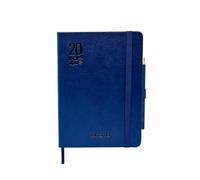 MITAMA Elegance Blue Diary - Daily Planner - 12 Months 2024-366 Pages + 66 Extra Contents - Faux Leather Cover + Matching Pencil - 15 x 21 cm