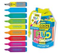 Mitama Fluo Highlighter Set - Kit of 10 Coloured Highlighters - Chisel Tip 5 mm - Markers, School Highlighters - Children, Boys