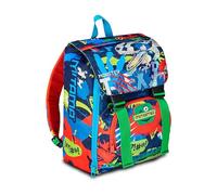 Mitama Fluorescent Rex Expandable Backpack with Front Pocket, Blue and Green, Elementary School and Leisure, Boy, Black, Taglia unica, Rucksack Backpacks