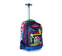 Mitama Mysterious Warriors Run School Trolley Double Compartment, Blue and Orange, Elementary School and Leisure, Child Boy, Blue, Taglia Unica, Trolley
