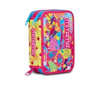 Mitama School Pencil Case 3 Compartments, Butterfly, Contents 47 Pieces, Complete with Pencils, Markers and Pen Holder for Elementary School Girl, Pink, Taglia Unica, 3 Zip Pencil Case