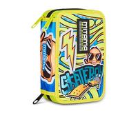 Mitama School Pencil Case 3 Compartments, Super Triple Flash, Content 47 Pieces, Complete with Pencils, Marker, Primary School Pen Holder for Children, Yellow, Modern